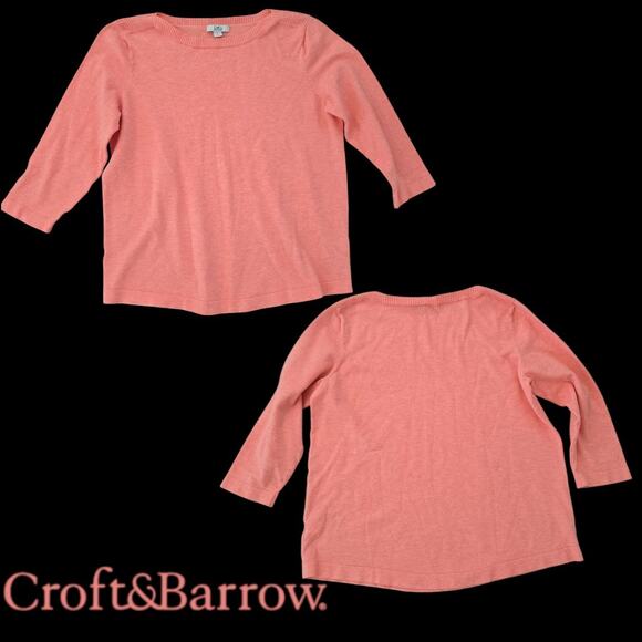 CROFT & BARROW Coral Orange Pull Over Sweater Women's Size Large - Picture 4 of 4
